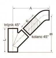Соединение тройника 45° с коленом 45° SML 125x70 Duker