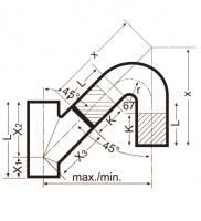 Соединение тройника 45° с коленом 135° SML 100x100 Duker