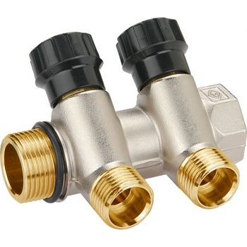 Коллектор латунный никелированный с регулирующими клапанами G1"x2-G1/2" Pn10 MICHIGAN 4200 Bugatti
