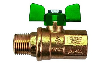 Кран шаровой Eco Valve, латунный TEA®-технология, усиленного типа, полнопроходной, резьба внутренняя-наружная по ISO 7/1, "бабочка" из алюминия, УХЛ3, Dn20 (Rp3/4"-R3/4"), ECO-GREEN, 407G