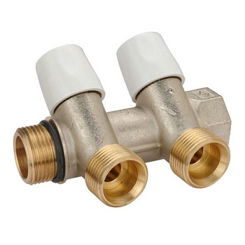 Коллектор латунный никелированный с регулирующими клапанами G1"x2-G3/4" Pn10 MICHIGAN 4203 Bugatti